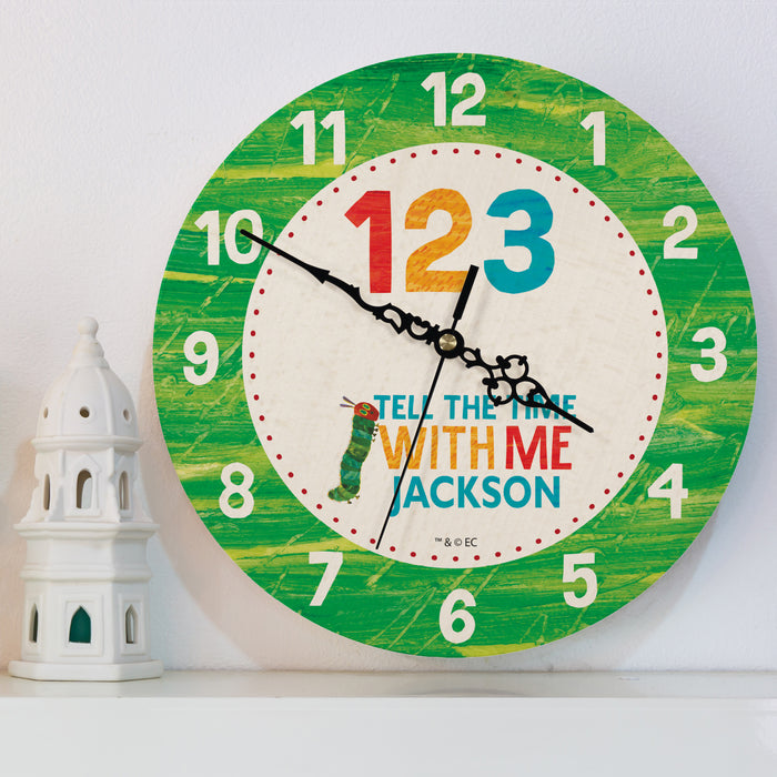 Personalised Very Hungry Caterpillar Tell The Time With Me Clock