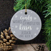 Personalised Candy Wishes & Mistletoe Kisses Christmas Decoration - Myhappymoments.co.uk