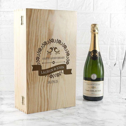 Personalised Anniversary Double Wine Box - Myhappymoments.co.uk