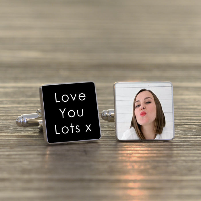 Personalised Any Message Photo Cufflinks With Case - Myhappymoments.co.uk