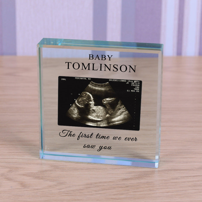 Personalised First Time We Ever Saw You Baby Scan Glass Block
