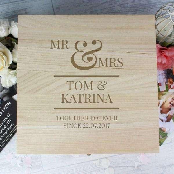 Personalised Mr & Mrs Wooden Keepsake Box - Myhappymoments.co.uk