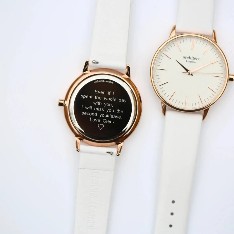 Personalised Ladies Architect Blanc Watch With White Strap