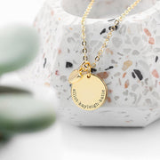 Personalised Polished Heart and Disc Family Necklace