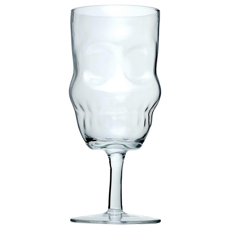 Set of 2 Glass Skull Head Shaped Wine Glasses