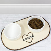 Personalised Love Heart Pet Bowl Placemat