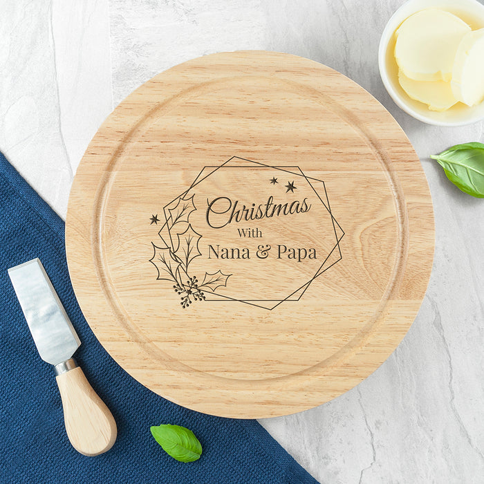 Personalised Christmas at Home Cheese Board Set