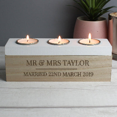 Personalised Classic Triple Tea Light Box