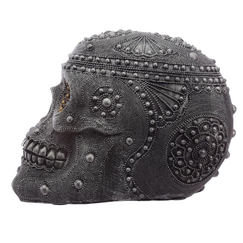 Silver Beaded Skull Head Large Ornament