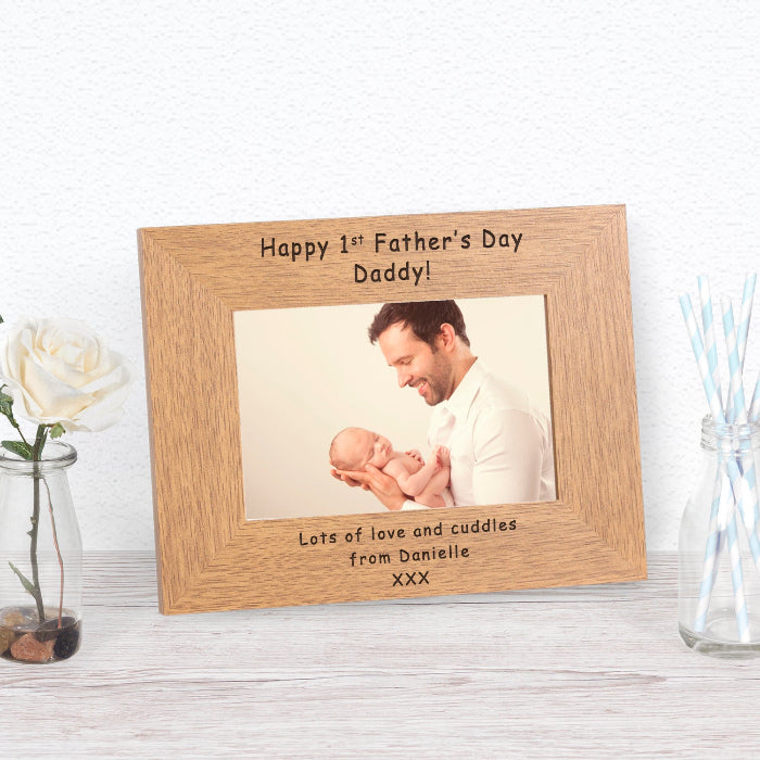 Engraved Happy 1st Fathers Day Daddy Photo Frame