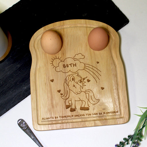 Personalised Unicorn Egg and Soldiers Board - Myhappymoments.co.uk