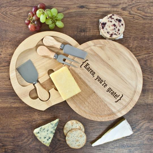 Personalised Romantic Brackets Round Cheese Board