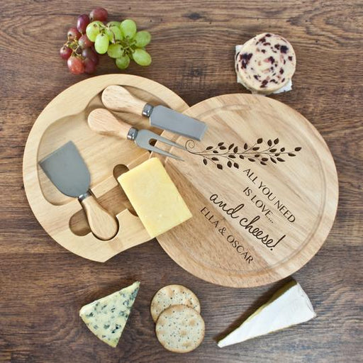 Personalised 'All You Need Is Love' Round Cheese Board