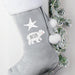 Personalised Baby Polar Bear Luxury Silver Grey Christmas Stocking