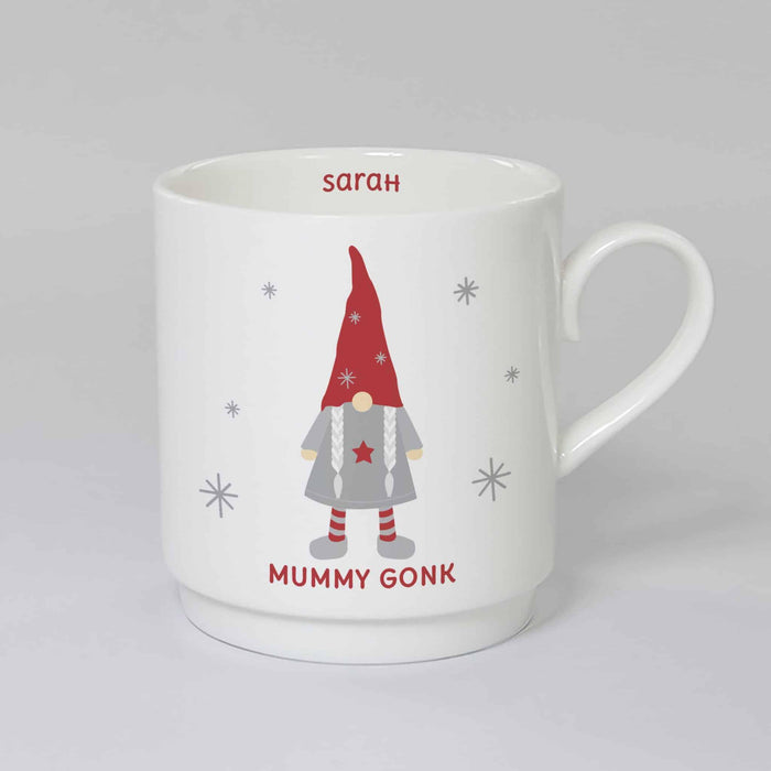 Personalised Christmas Gonk Bone China Stacker Mug