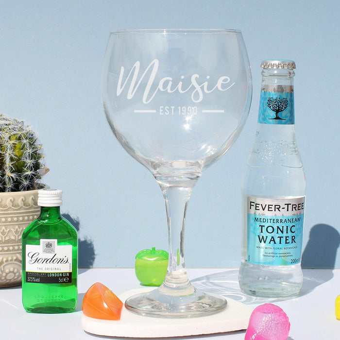 Personalised Est Gin Balloon Glass Set