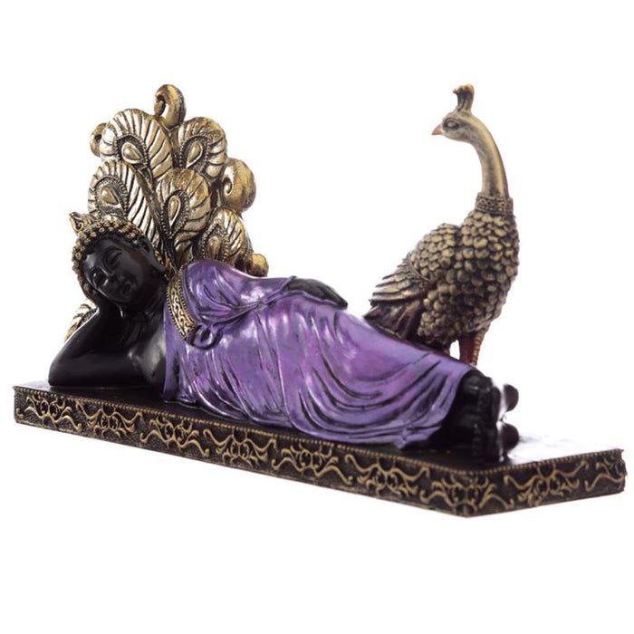 Purple and Black Thai Buddha with Peacock