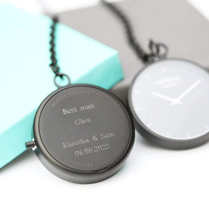 Personalised Modern Pocket Watch Black