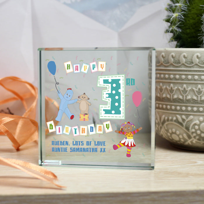 Personalised In The Night Garden Birthday Glass Block - Myhappymoments.co.uk