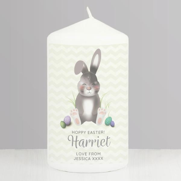 Personalised Easter Bunny Pillar Candle - Myhappymoments.co.uk