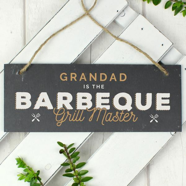 Personalised Barbeque Grill Master Printed Hanging Slate Plaque - Myhappymoments.co.uk