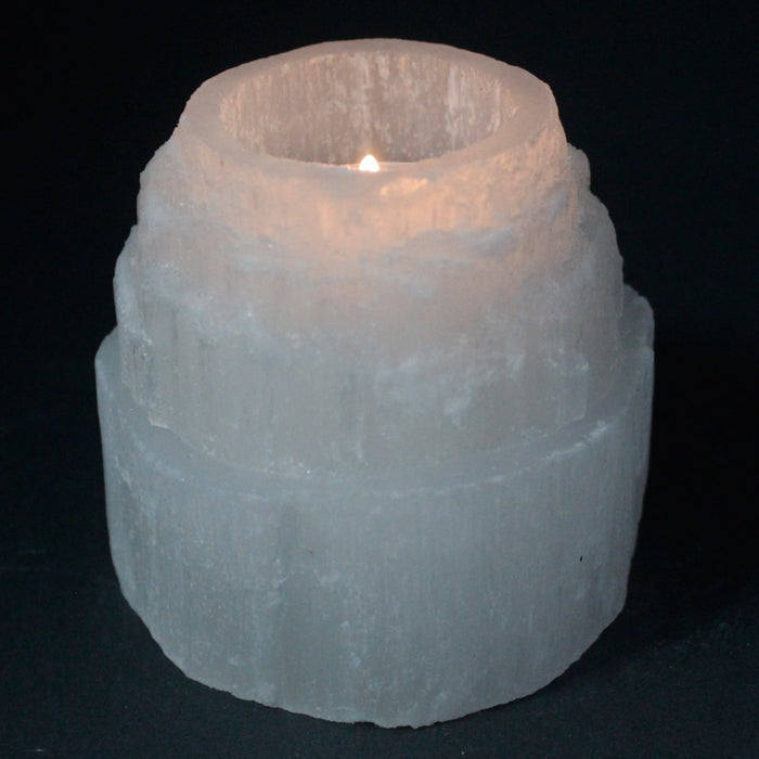 Selenite Mountain Top Candle Holder - 8 cm