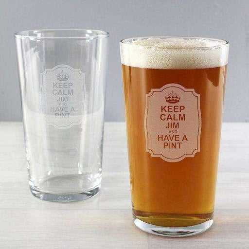 Personalised Keep Calm Pint Glass - Myhappymoments.co.uk