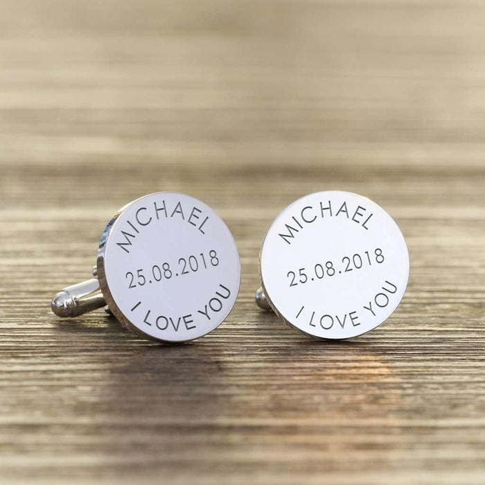 Personalised I Love You Cufflinks - Myhappymoments.co.uk
