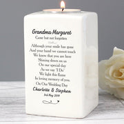 Personalised In Loving Memory On Our Wedding Day Dove Ceramic Tea Light Candle Holder from Pukkagifts.uk