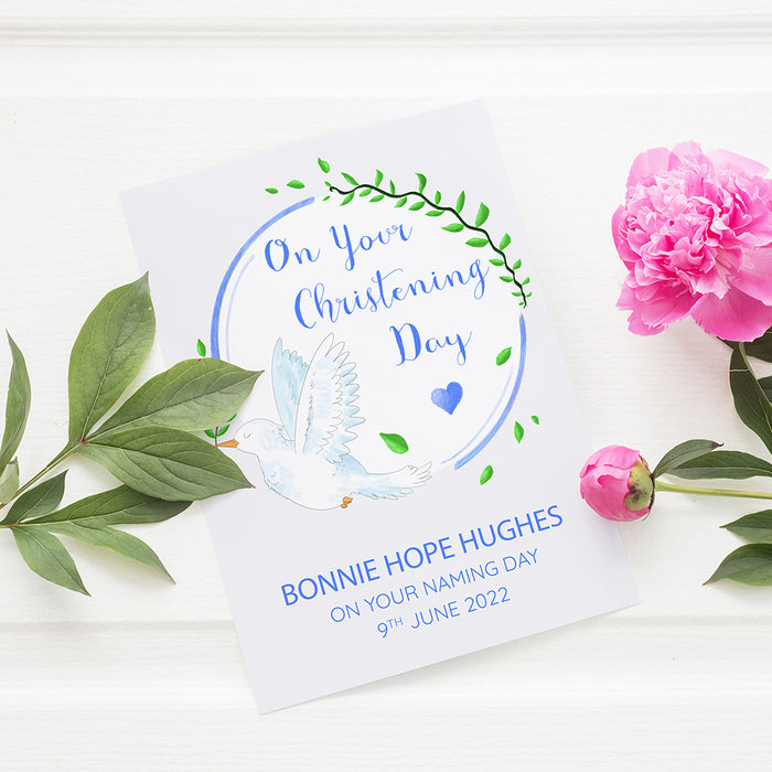 Personalised On Your Christening Day Dove Print
