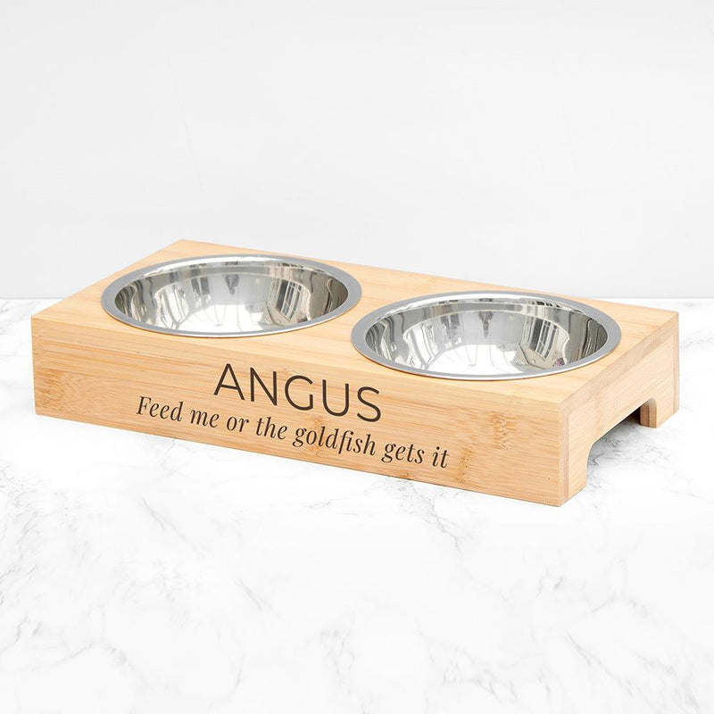 Personalised Bamboo Double Pet Bowl