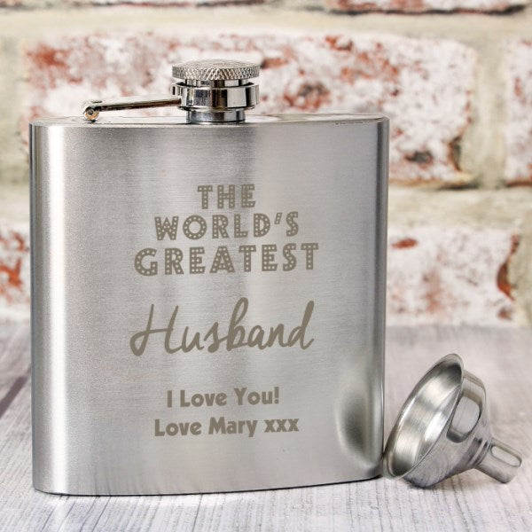Personalised The World's Greatest Hip Flask - Myhappymoments.co.uk