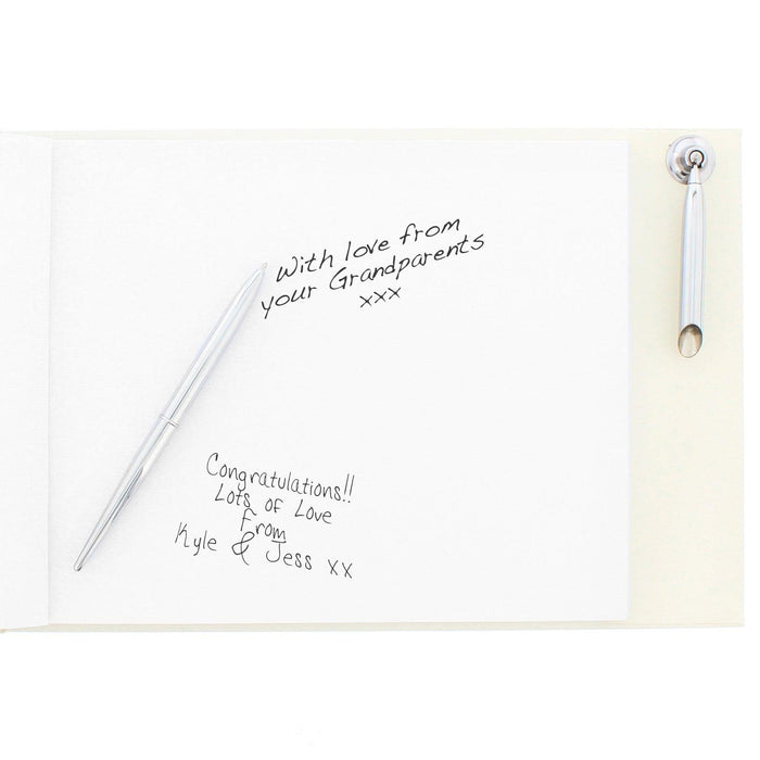 Personalised Hearts Design Wedding Hardback Guest Book & Pen