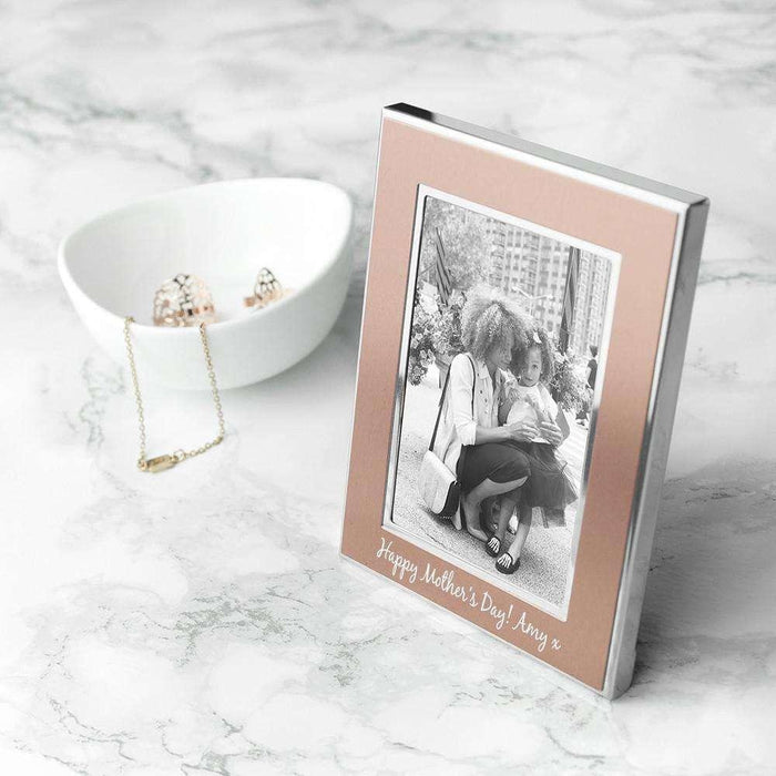 Personalised Small Rose Gold Metal Photo Frame - Myhappymoments.co.uk