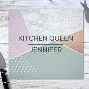 Personalised Geometric Glass Chopping Board & Worktop Saver