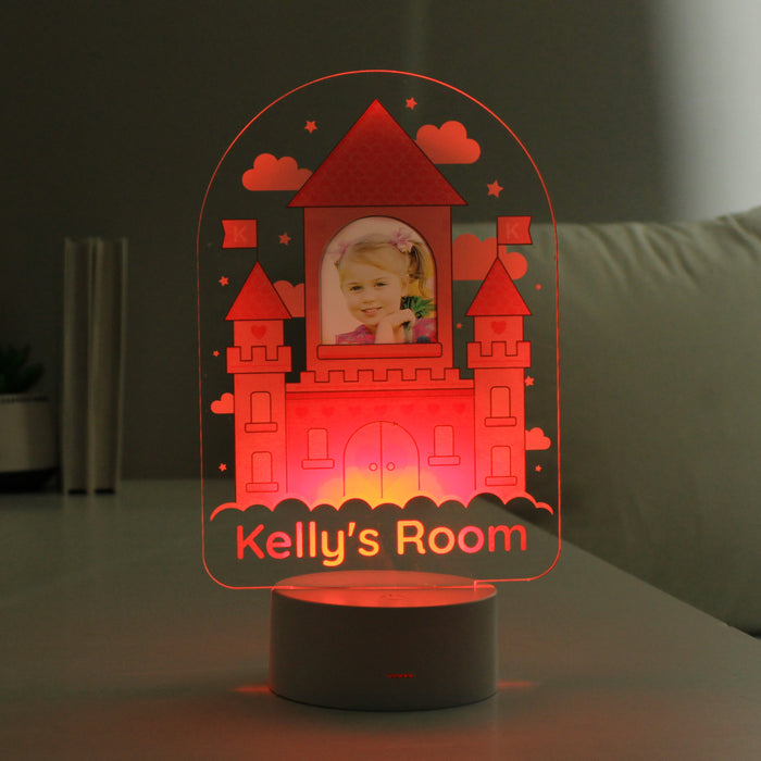 Personalised Pink Castle Photo Upload LED Night Light