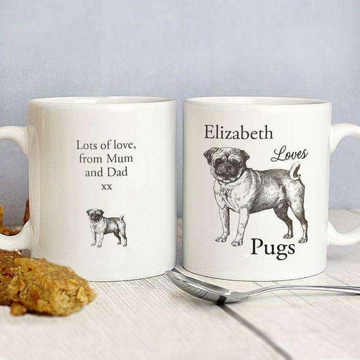 Personalised Loves Pugs Mug - Myhappymoments.co.uk