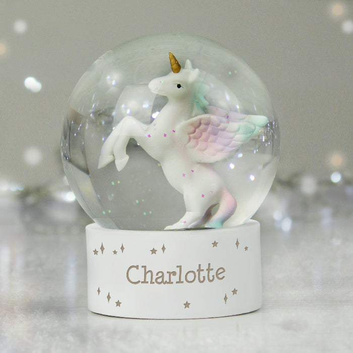 Personalised Unicorn Snow Globe - Name