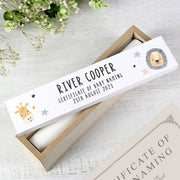 Personalised Safari Animals Birth Wooden Certificate Holder