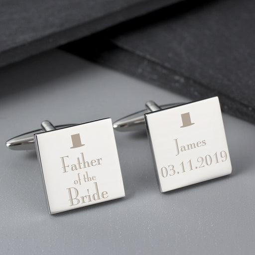 Personalised Decorative Wedding Father of the Bride Square Cufflinks - Myhappymoments.co.uk