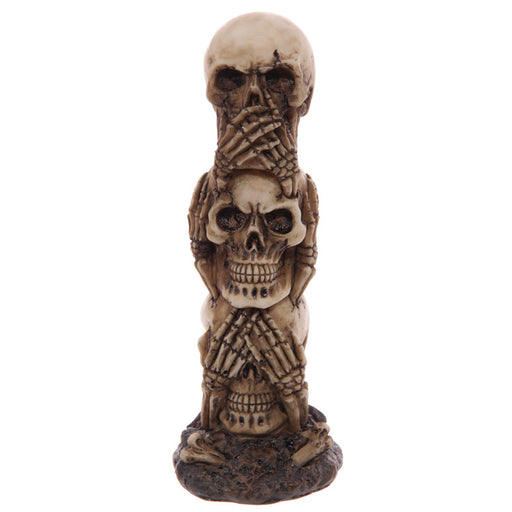 See No Evil Hear No Evil Speak No Evil Skull Totem Pole Ornament - Myhappymoments.co.uk