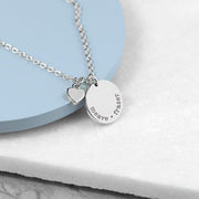 Personalised Polished Heart and Disc Family Necklace