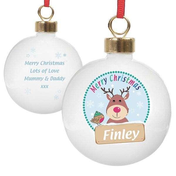 Personalised Rudolph Christmas Bauble - Myhappymoments.co.uk