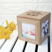 Personalised Happy Mothers Day Photo Box Cube Oak - Myhappymoments.co.uk