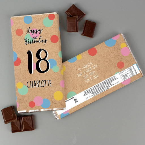 Personalised Birthday Colour Confetti Milk Chocolate Bar from Pukkagifts.uk