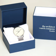 Personalised Men's Architect Zephyr Watch With Steel Silver Mesh Strap