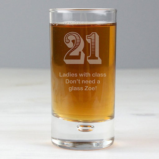Personalised 21st Birthday Bubble Shot Glass - Myhappymoments.co.uk