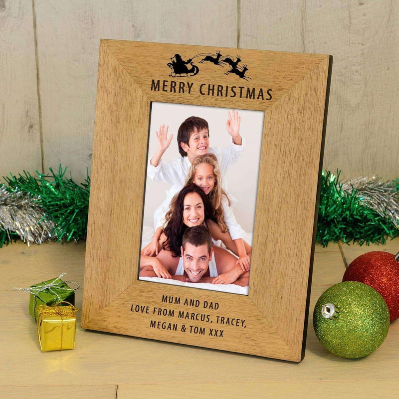 Personalised Merry Christmas Photo Frame - Sleigh Design - Myhappymoments.co.uk