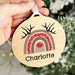 Personalised Rainbow Reindeer Round Wooden Bauble Decoration