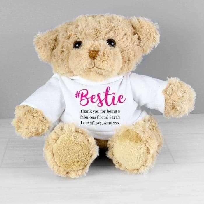 Personalised #Bestie Teddy Bear - Myhappymoments.co.uk